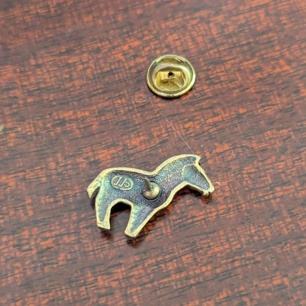 JJ‎ Jonette Zebra Pin Brooch Vintage Bronze Gold Tone Animal Tie Tack Lapel